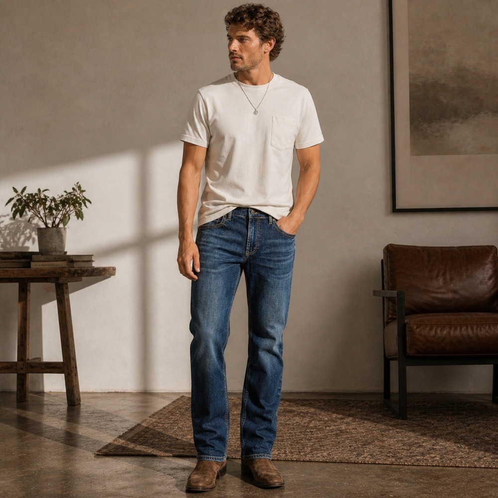 Silver Jeans Mens Gordie Straight Leg Stretch Jeans‎ 30x30 Medium Wash Denim